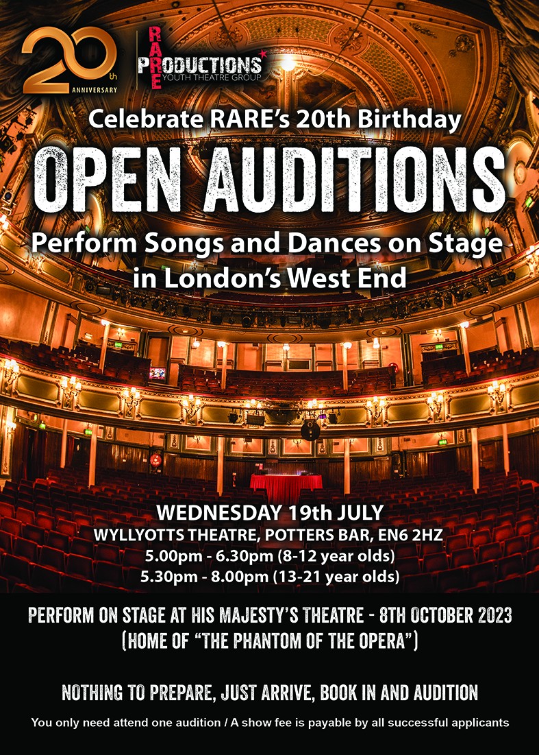 OPEN AUDITIONS – RARE’S 20TH BIRTHDAY