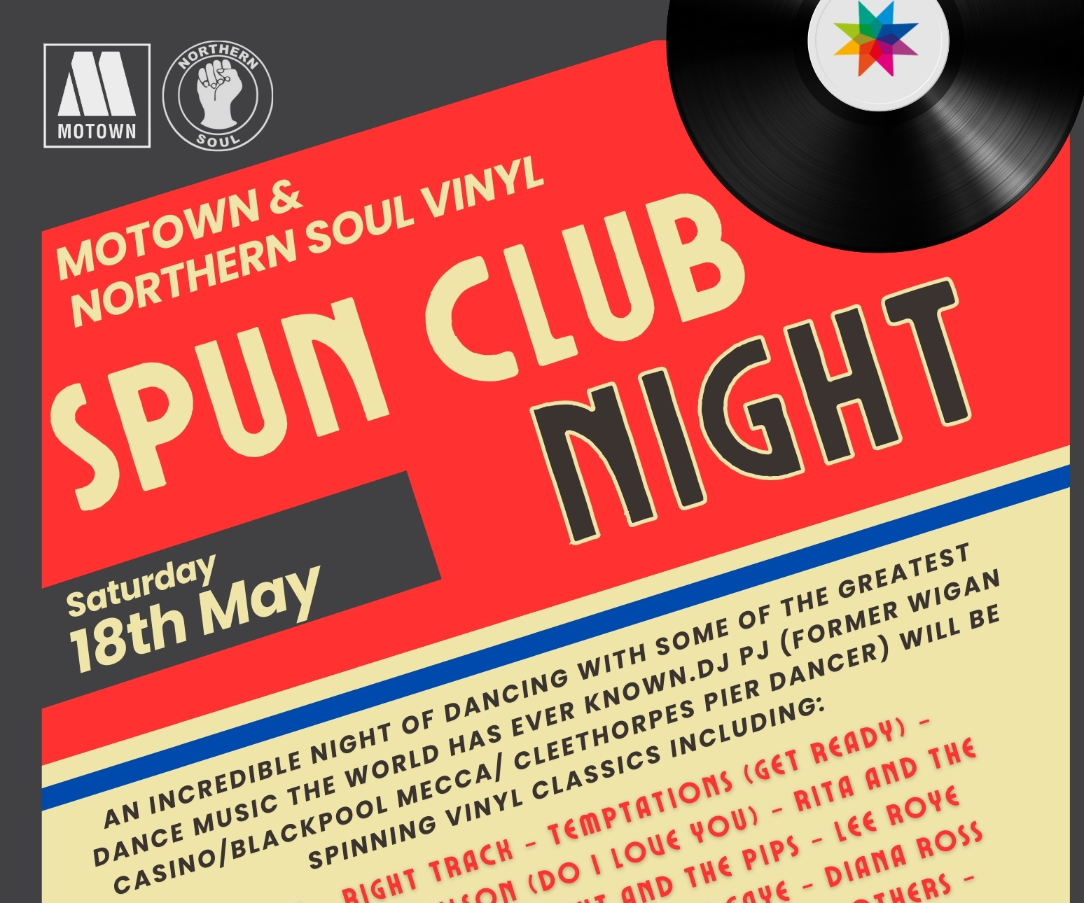 Motown and Northern Soul Vinyl Spun Club Night